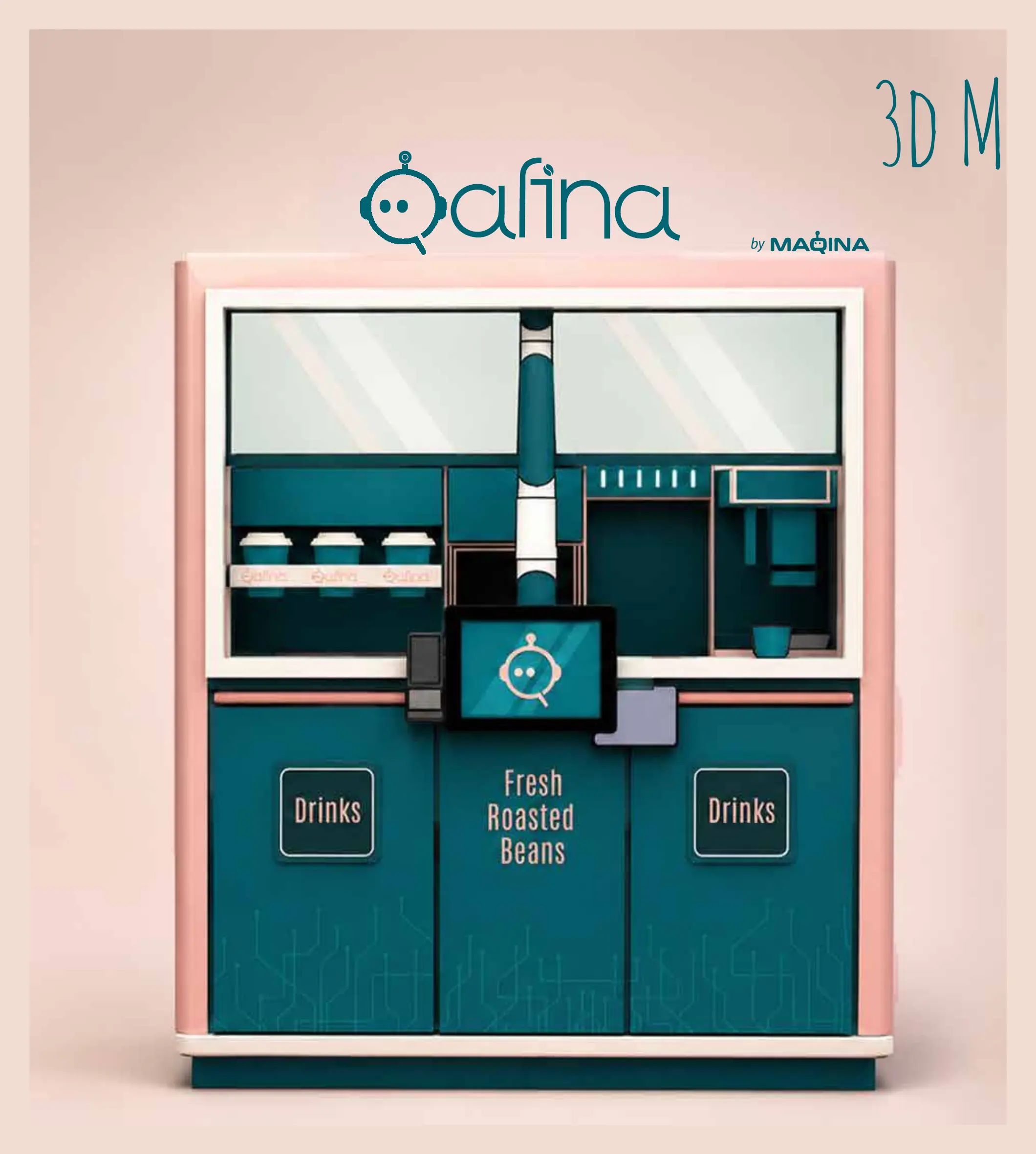Qafina kiosk concept — 3D render