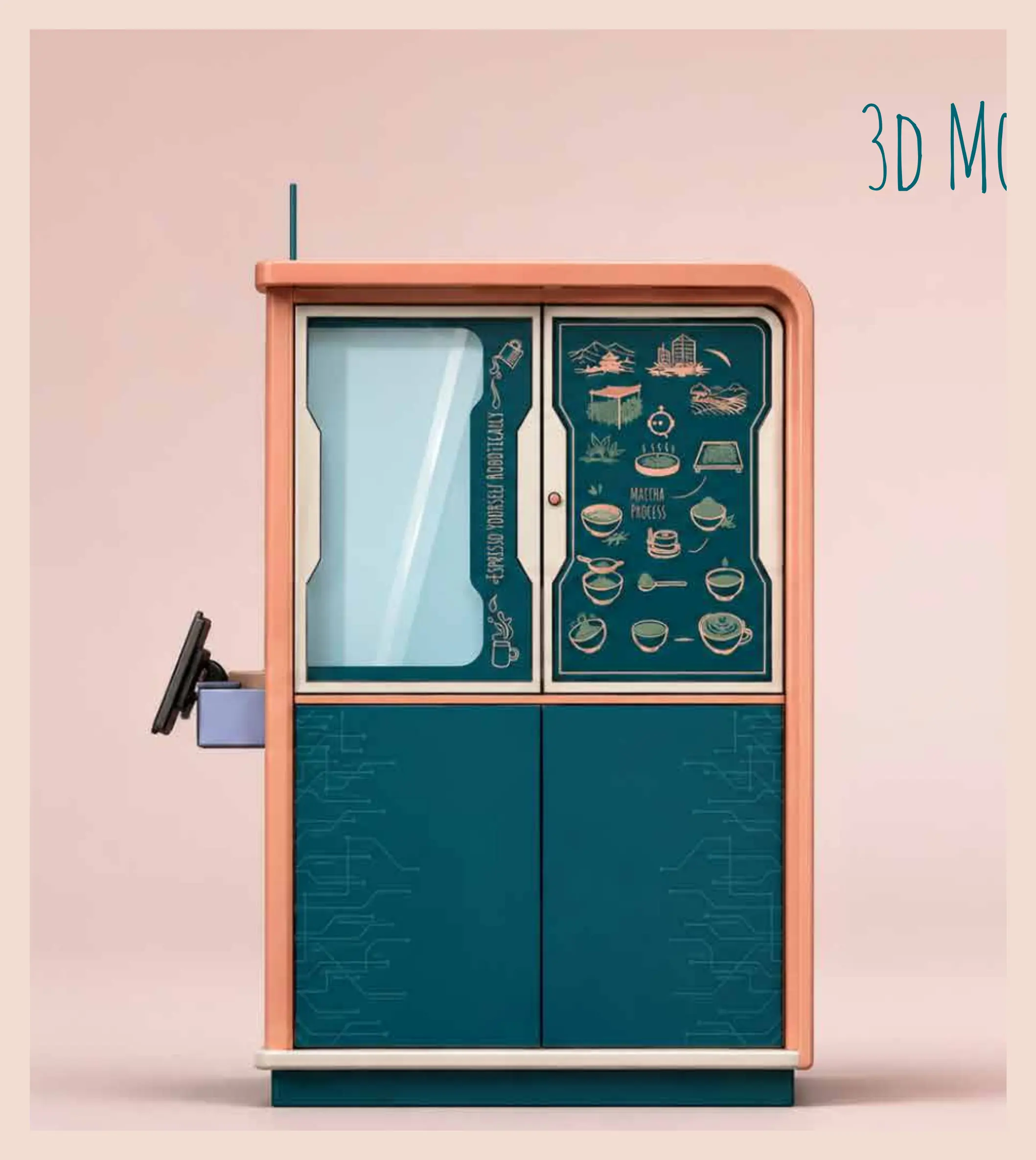 Qafina kiosk — 3D concept, side